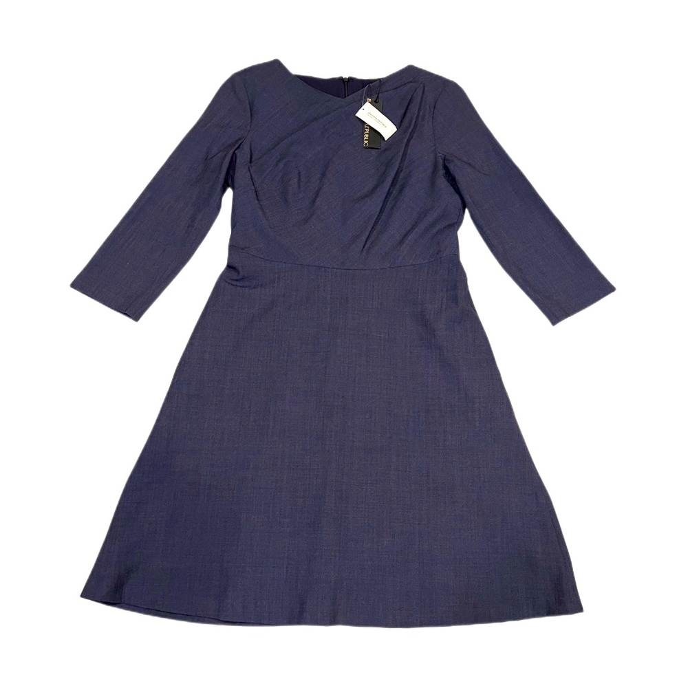 BANANA REPUBLIC lightweight wool navy blue sleeved dress NWT